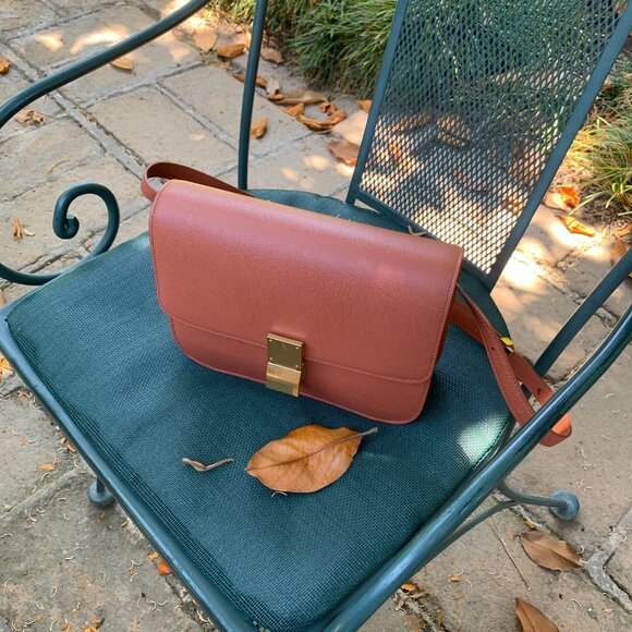 Celine medium classic box orange burnt terracotta liege leather bag - Picture 10 of 11